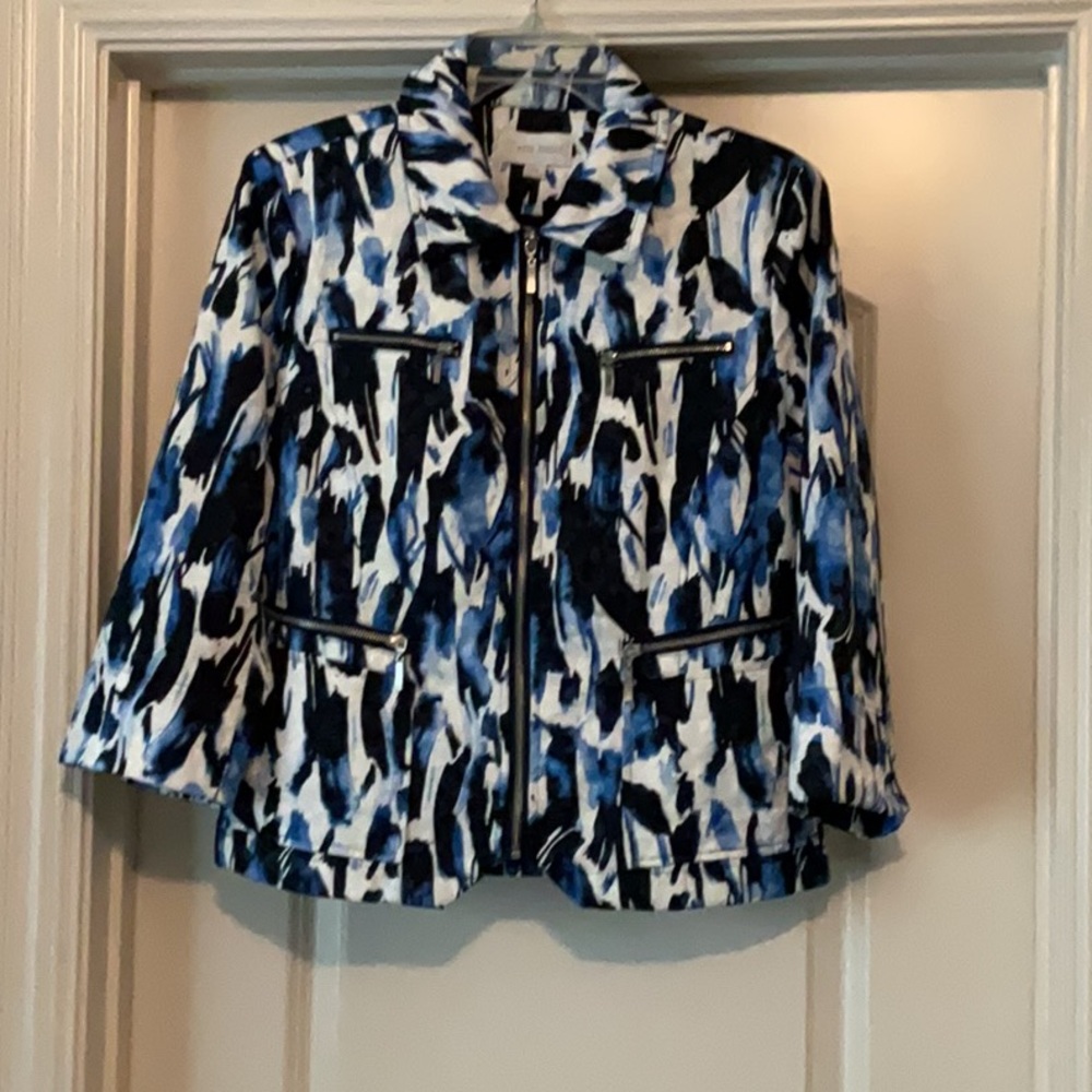 Erin London Abstract Blue and Black Blazer